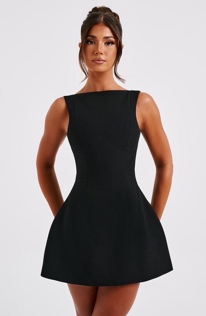 Rochie mini damă fără mâneci | Rochie evazată în stil skater