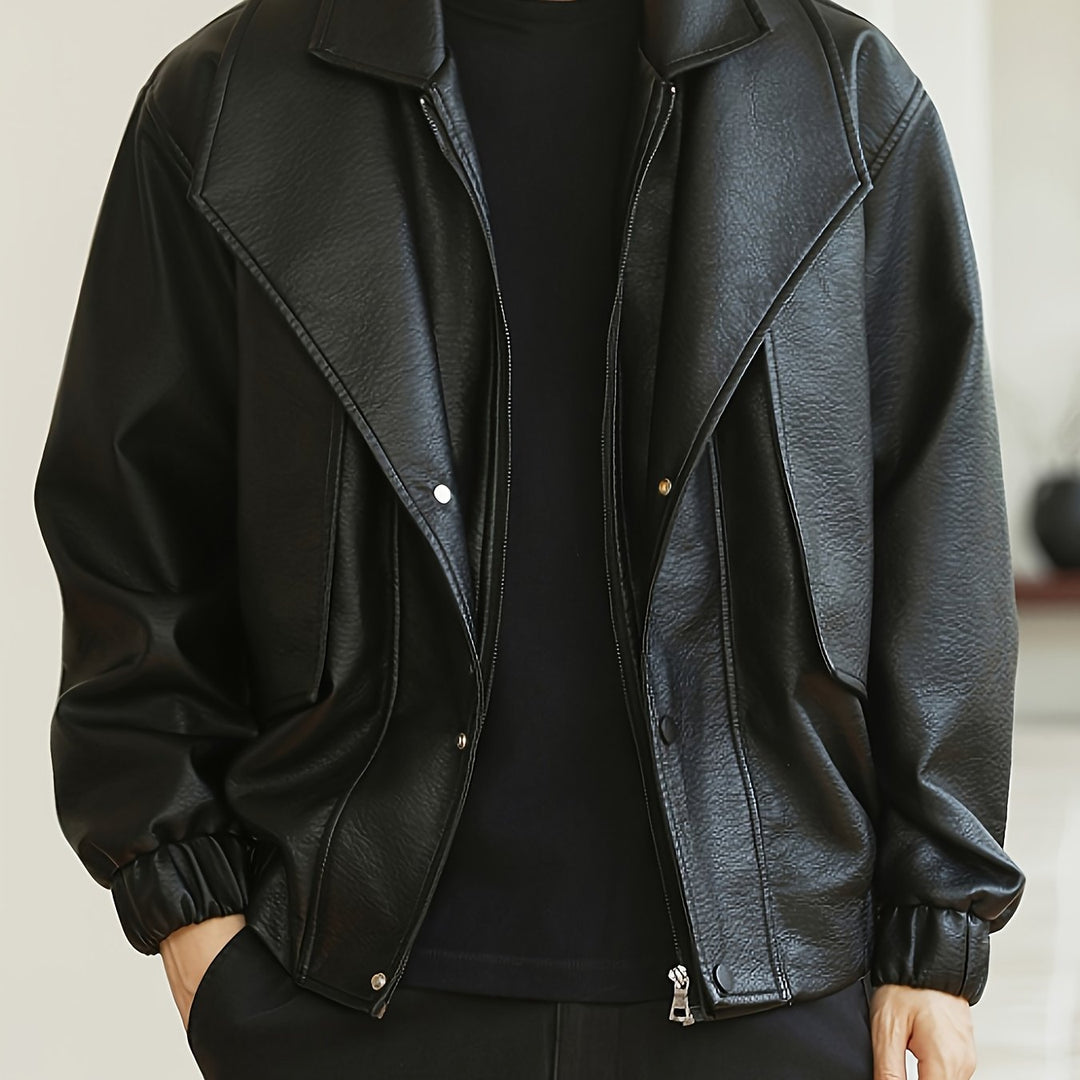 Veste bomber homme | Coupe régulière | Veste style cuir synthétique | Look décontracté