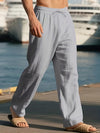 Pantaloni bărbați | Pantaloni cu croială lejeră și picior drept | Talie cu șnur | Stil casual de vară