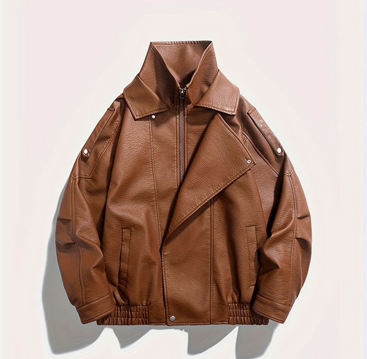 Veste de moto pour homme | Design distinctif du col | Détail fermeture éclair | Style urbain moderne