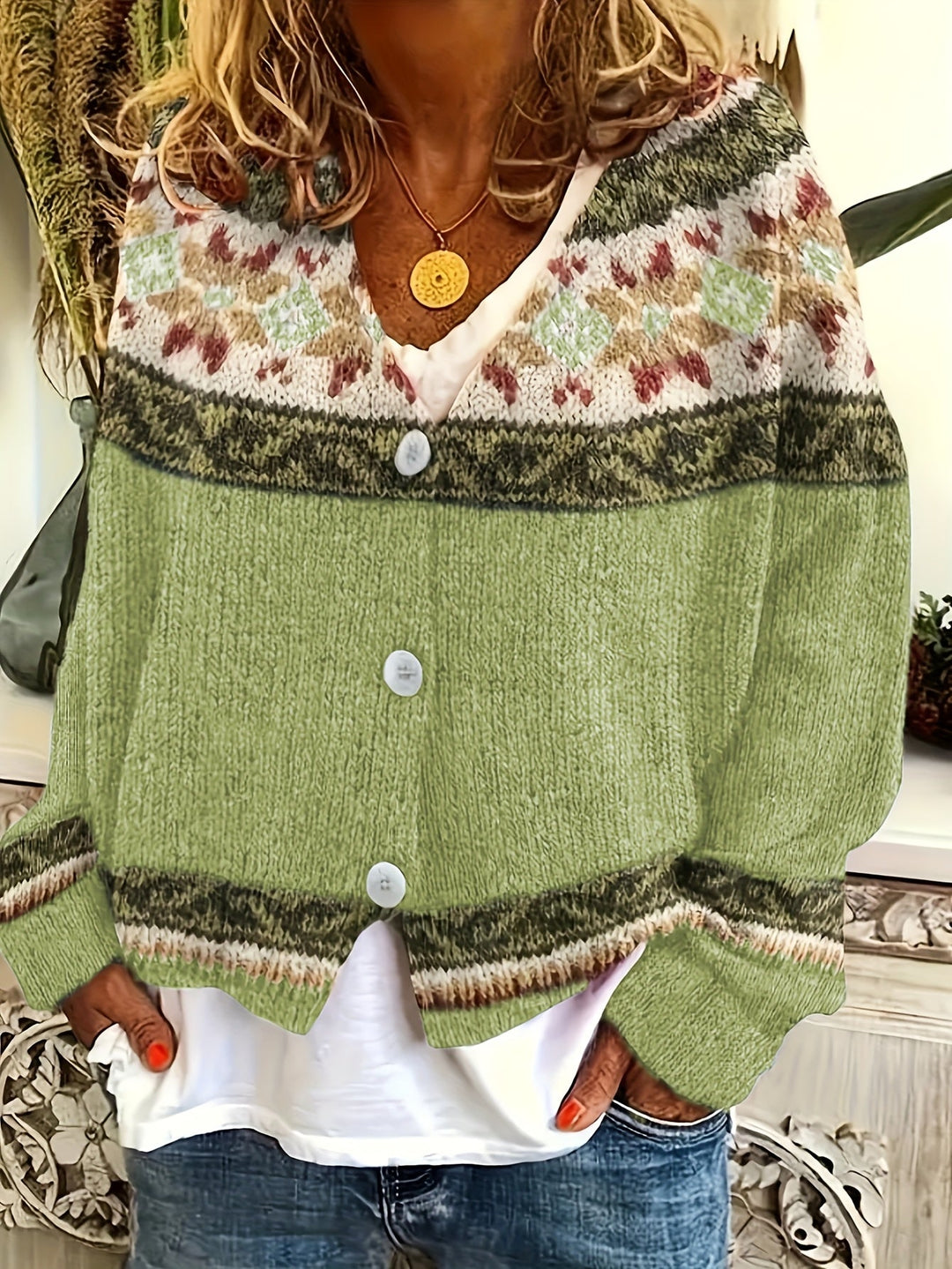 Wren | Women's Patterned Button-Front Cardigan
