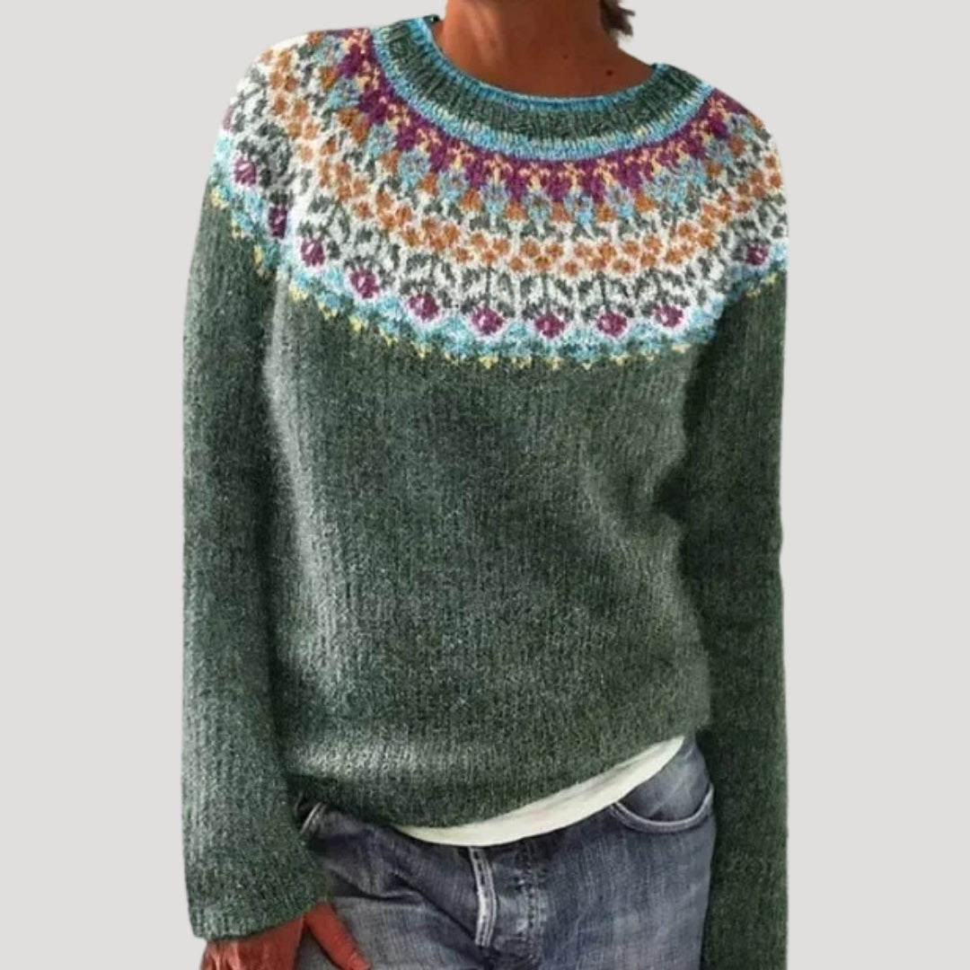 bunter gemusterter Strickpullover für Damen 0