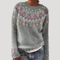 bunter gemusterter Strickpullover für Damen 1