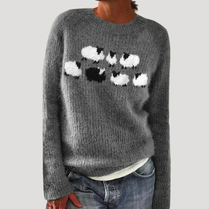 bunter gemusterter Strickpullover für Damen 2