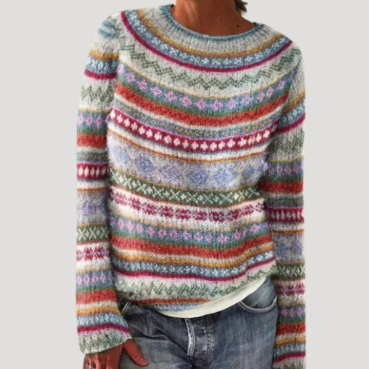 bunter gemusterter Strickpullover für Damen 3
