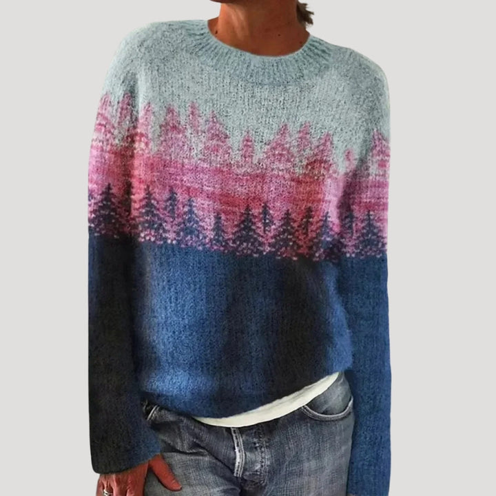 bunter gemusterter Strickpullover für Damen 5