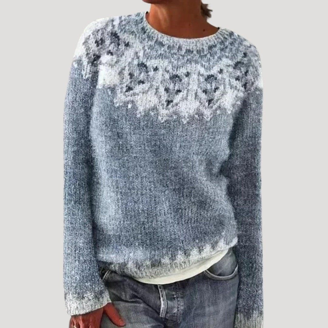 bunter gemusterter Strickpullover für Damen 7