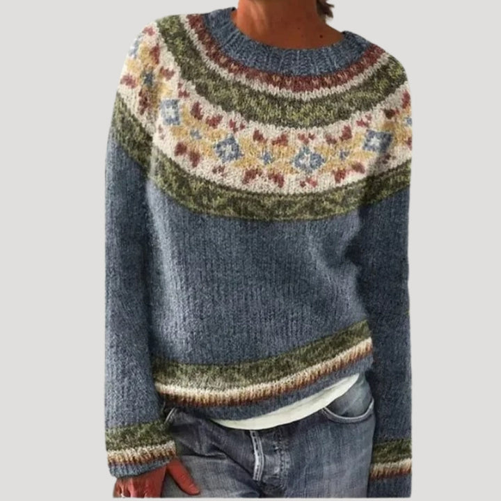 bunter gemusterter Strickpullover für Damen 8