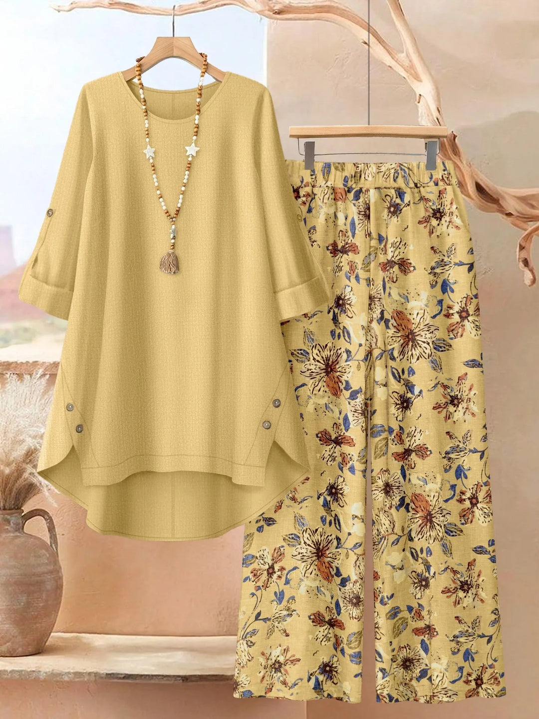 Marisol | Women's Layered Tunic & Wide-Leg Trousers Set