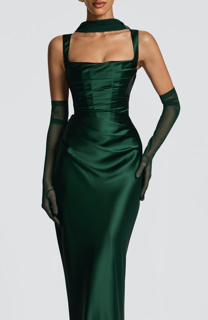 Damen Kleid mit eckigem Ausschnitt breiten Trägern | Maxi