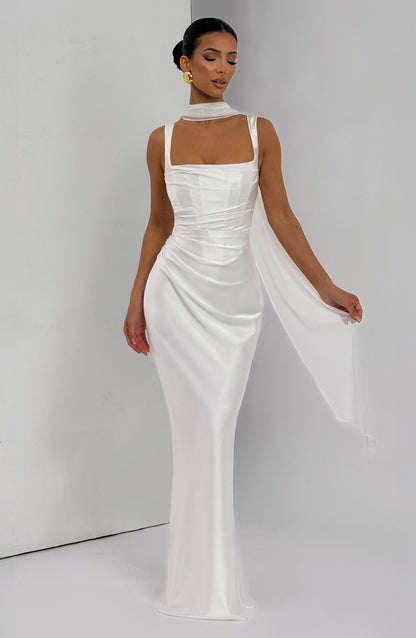 Damen Kleid mit eckigem Ausschnitt breiten Trägern | Maxi