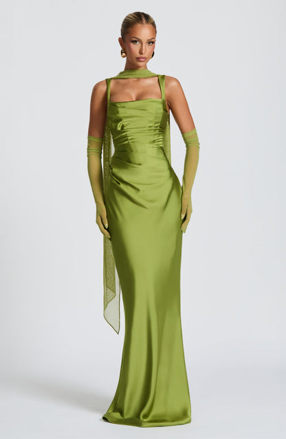Damen Kleid mit eckigem Ausschnitt breiten Trägern | Maxi