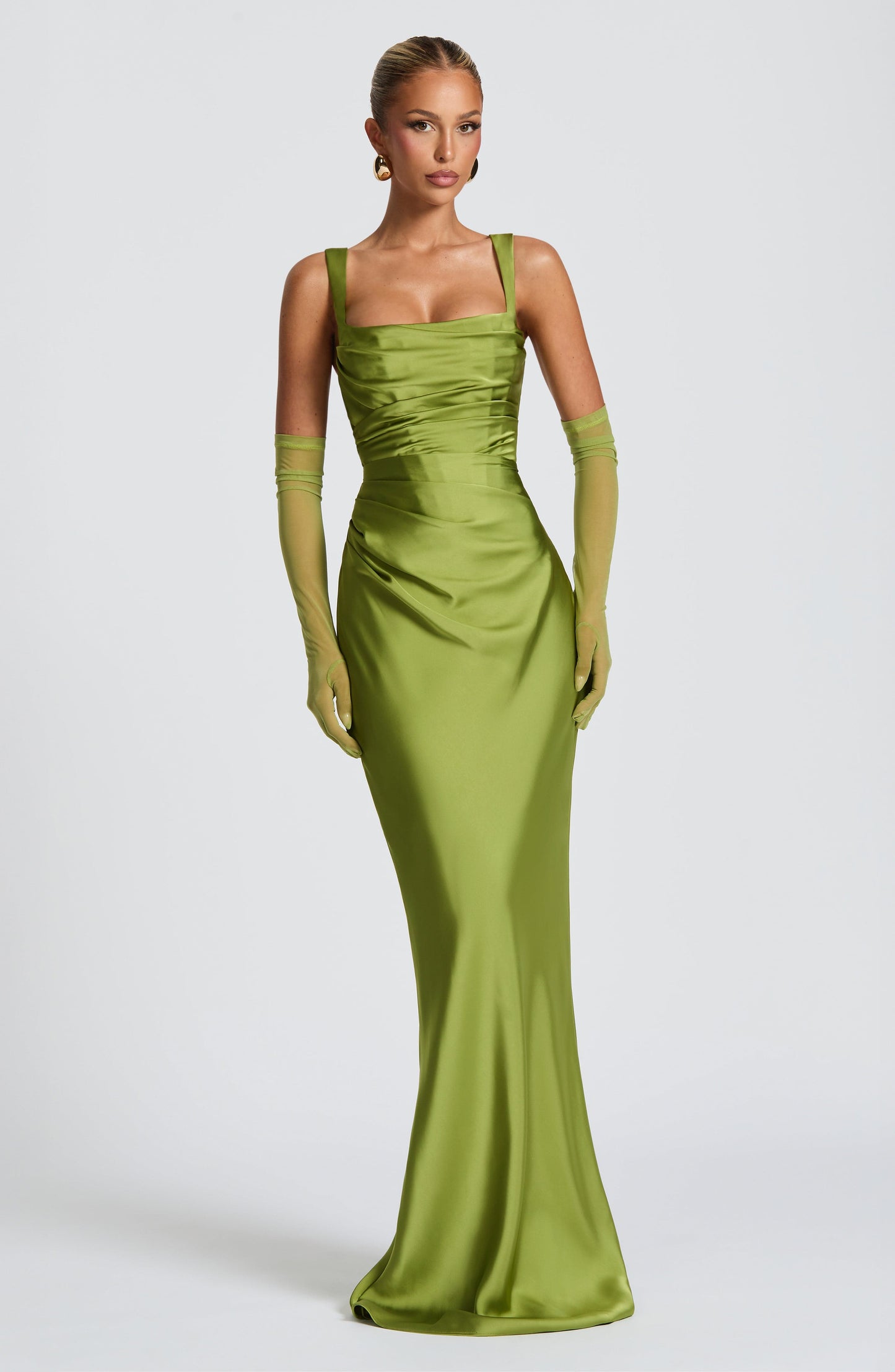 Damen Kleid mit eckigem Ausschnitt breiten Trägern | Maxi