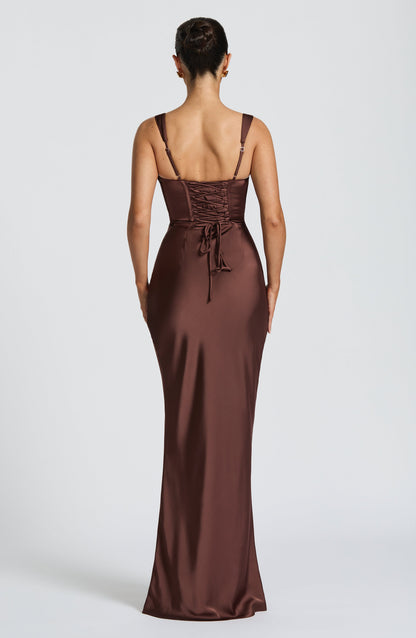Damen Kleid mit eckigem Ausschnitt breiten Trägern | Maxi