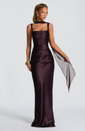 Damen Kleid mit eckigem Ausschnitt breiten Trägern | Maxi