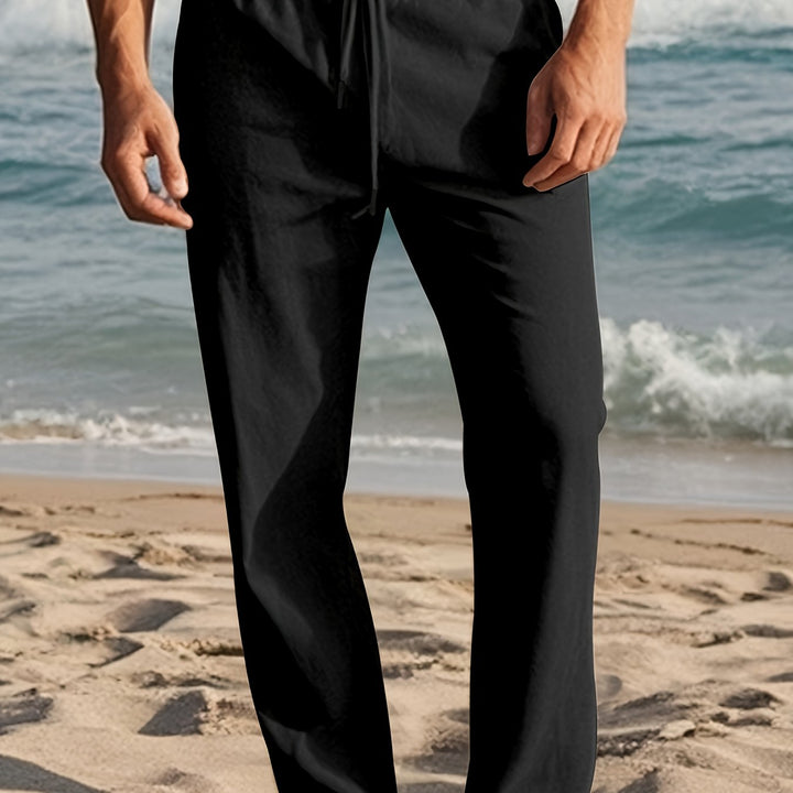 Herrenhose | Regular Fit Hose mit Geradem Bein | Kordelzugbund | Lässiger Sommerstil