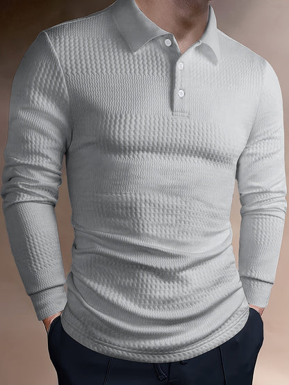 Mateusz | Męska koszulka polo slim fit z długimi rękawami