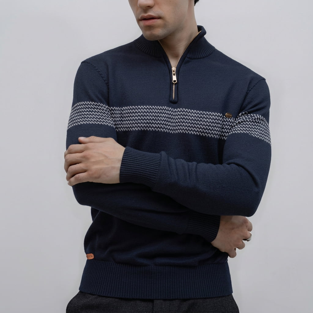 Herren Langarm Quarter-Zip Pullover | Smart Casual Kleidung