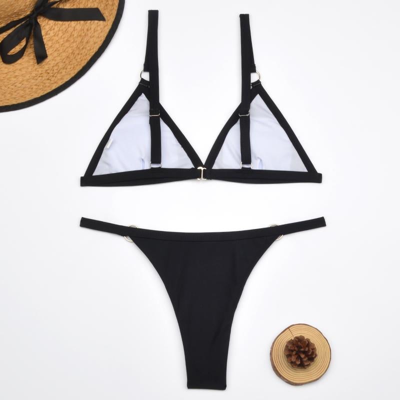 Damen Bikini-Set mit Dreiecksausschnitt und verstellbaren Trägern | Zweiteiler