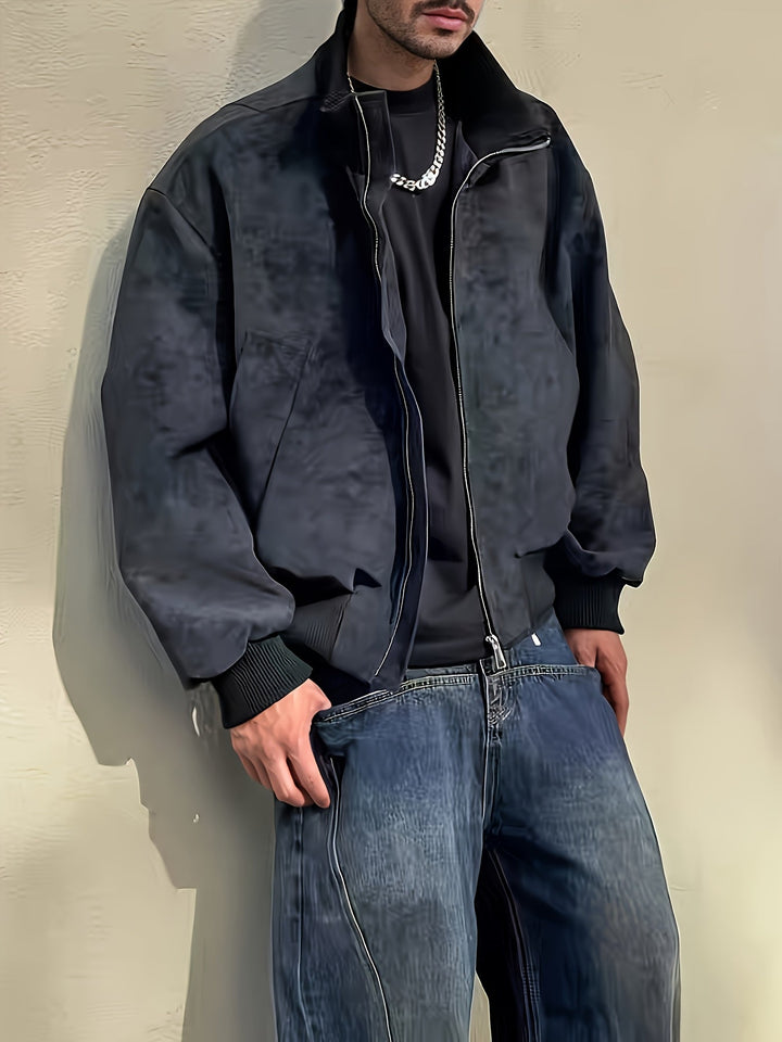 Veste bomber homme | Coupe confortable avec fermeture éclair | Col montant design | Look décontracté streetwear