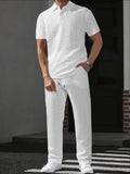 Herren Set | Relaxed Fit Polo-Shirt und Hosen-Set | Kordelzugbund | Smart Casual Stil