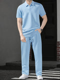 Herren Set | Relaxed Fit Polo-Shirt und Hosen-Set | Kordelzugbund | Smart Casual Stil