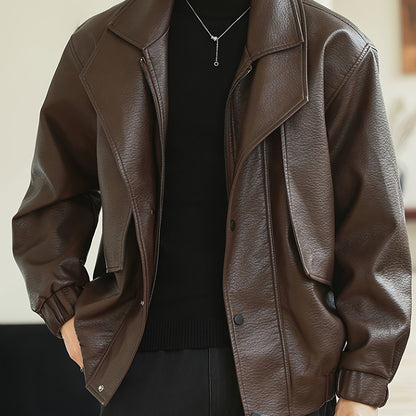 Veste bomber homme | Coupe régulière | Veste style cuir synthétique | Look décontracté