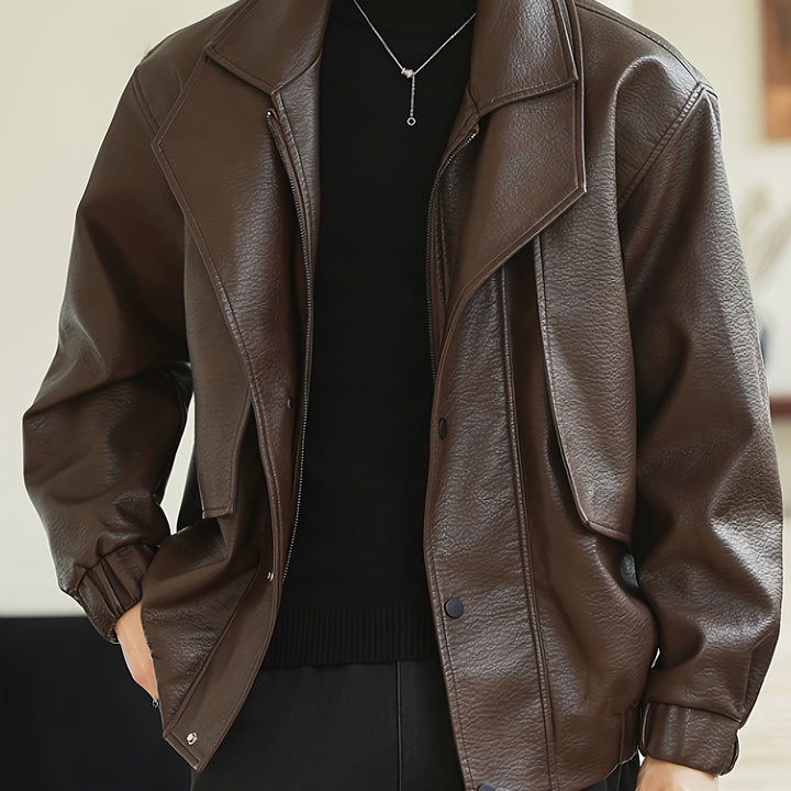 Veste bomber homme | Coupe régulière | Veste style cuir synthétique | Look décontracté