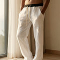 Herrenhose | Relaxed Fit Hose mit Geradem Bein | Kordelzugbund und Taschen | Lässiger Sommerstil