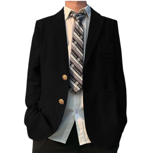 Blazer homme avec coupe classique, patte de boutonnage simple et fermeture à boutons | Col à revers
