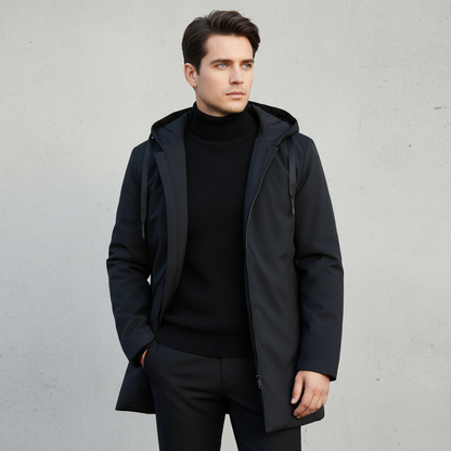 Veste d'hiver pour homme – Veste de transition moderne pour l'extérieur avec capuche, coupe-vent et imperméable, parfaite pour l'automne et l'hiver