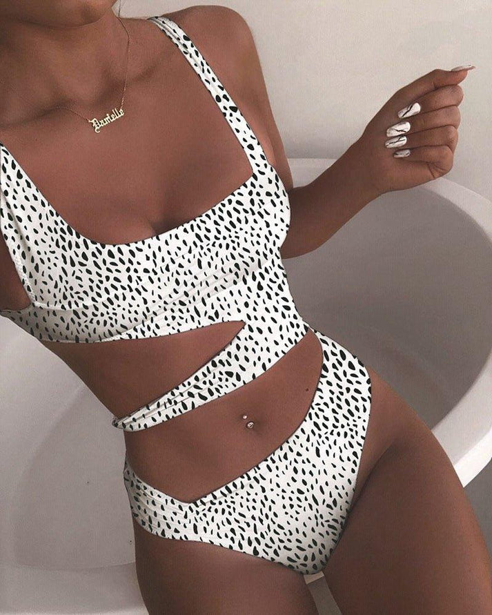 Set bikini damă două piese cu decupaj în talie și decolteu pătrat | Modern