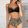 Set bikini damă talie înaltă cu model leopard, două piese | Sălbatic