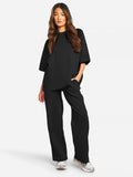 Damen Freizeit-Set | Locker Geschnittenes Oberteil und Hose mit Weitem Bein | Moderner Komfort-Look