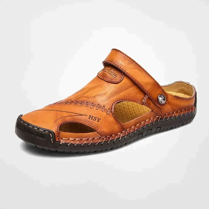 Sandali da uomo con design traforato, punta chiusa, modello slip-on | Chiusura a strappo
