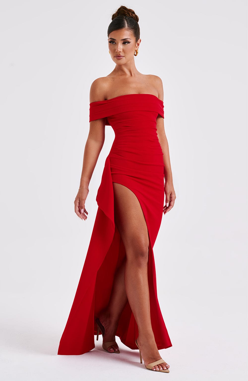 Rochie maxi damă cu umeri descoperiți | Croială mulată