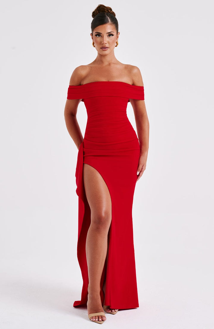 Rochie maxi damă cu umeri descoperiți | Croială mulată