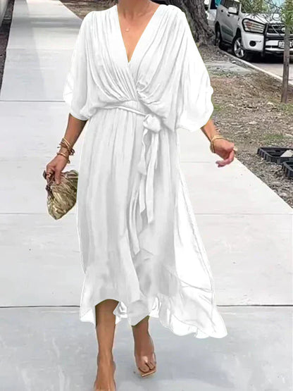 Dámské maxi šaty | Zavazovací vzhled a výstřih do V | Elegantní styl pro každý den