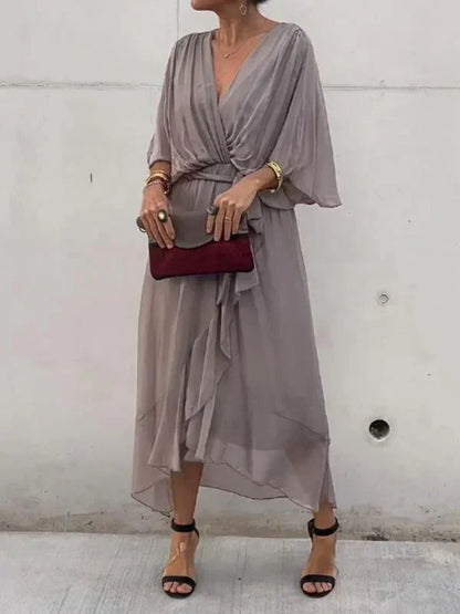 Dámské maxi šaty | Zavazovací vzhled a výstřih do V | Elegantní styl pro každý den