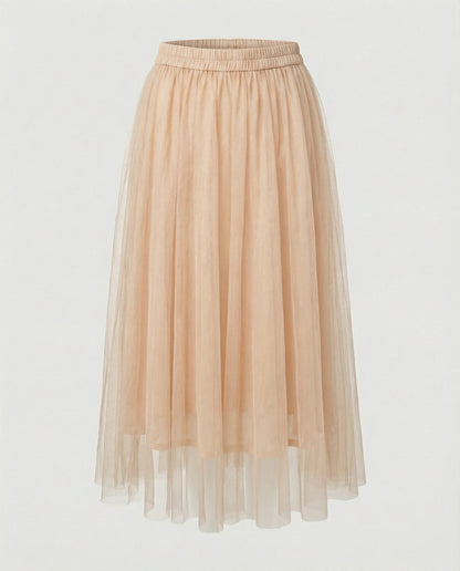 Damen Langarm Enganliegendes Midi Kleid | Transparenter Rock