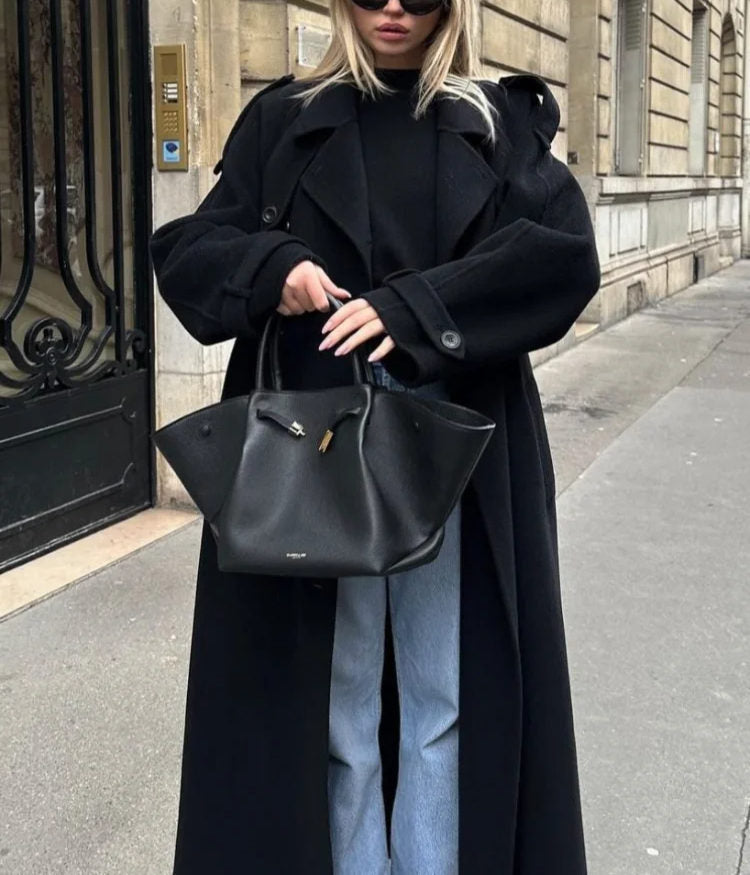 Damen Trenchcoat | Lockere Passform | Langer Mantel mit Bindegürtel | Smart Casual Look