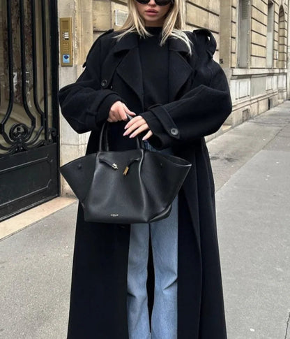 Trench-coat femme | Coupe décontractée | Manteau long avec ceinture à nouer | Look smart casual