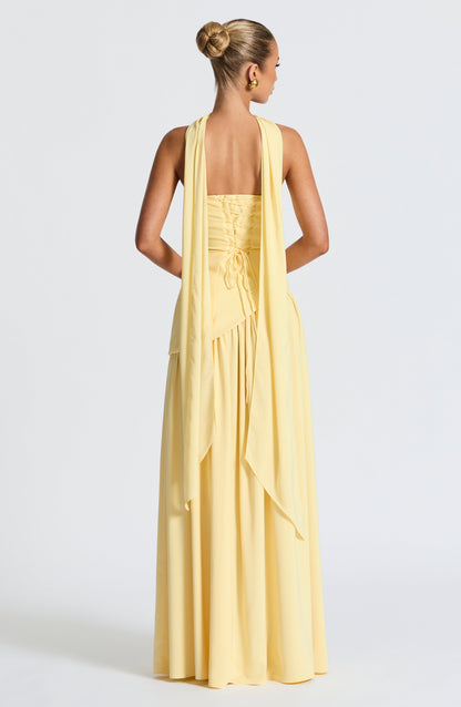 Robe femme sans manches avec décolleté bardot et fente haute | Longue