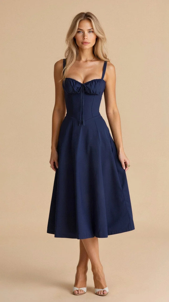 Rochie midi damă | Croială fit-and-flare | Design floral | Look pentru ocazii de vară