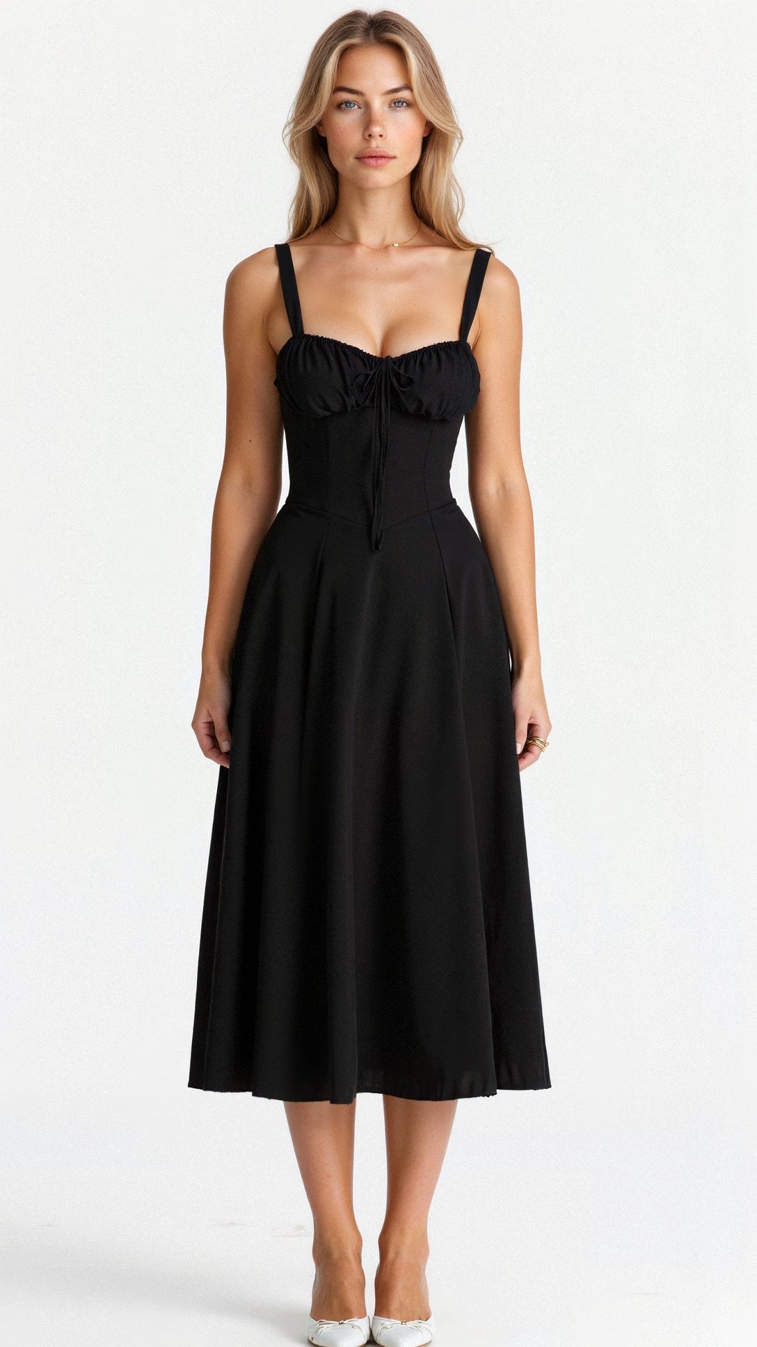 Damen Midikleid | Florales Design und Spaghettiträger | Eleganter Sommer-Look
