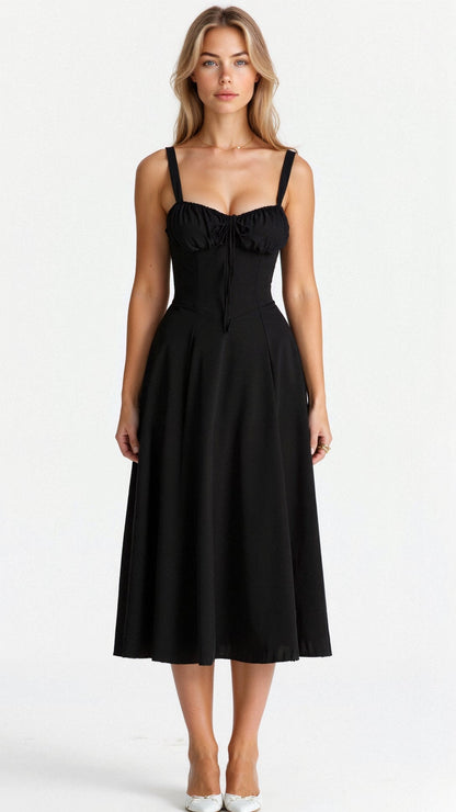 Damen Midikleid | Florales Design und Spaghettiträger | Eleganter Sommer-Look