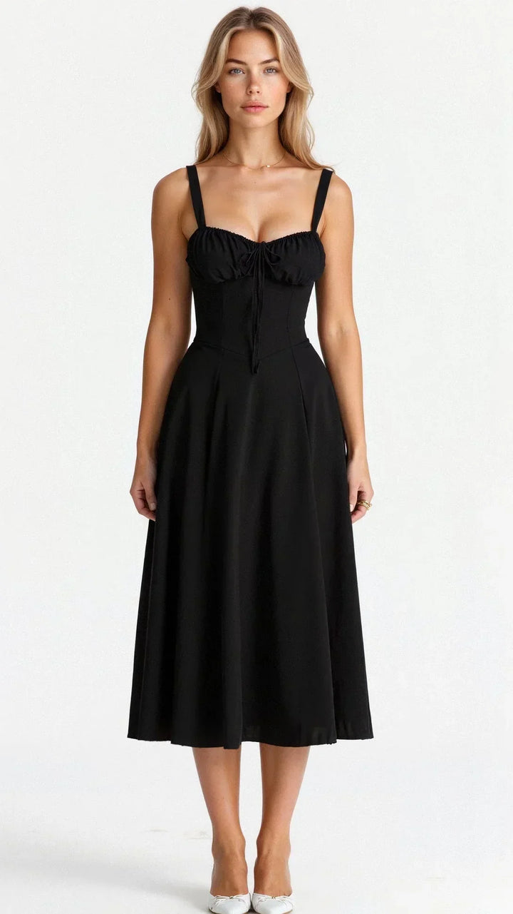 Rochie midi damă | Croială fit-and-flare | Design floral | Look pentru ocazii de vară