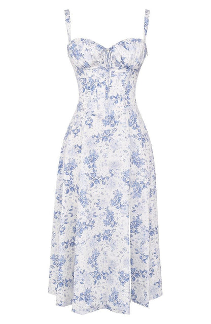Damen Midikleid | Florales Design und Spaghettiträger | Eleganter Sommer-Look