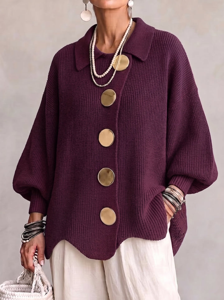 Elara | Women's Oversized Cardigan with Lantern Sleeves