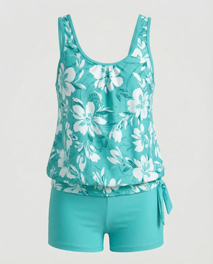 Damen Ärmelloses Tankini-Set mit Blumenmuster | Zweiteiler